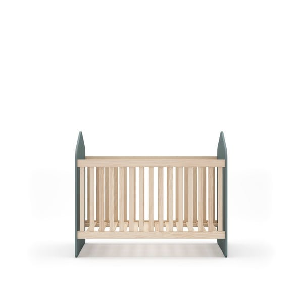 Łóżeczko w dekorze sosny 60x120 cm w naturalnym kolorze/szarozielone Estefania – Marckeric-image-2