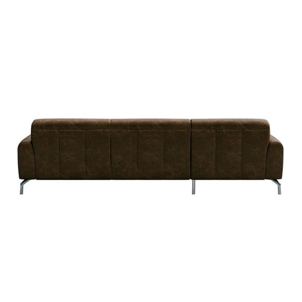 Brązowa skórzana sofa narożna MESONICA Puzo, lewy róg-image-3