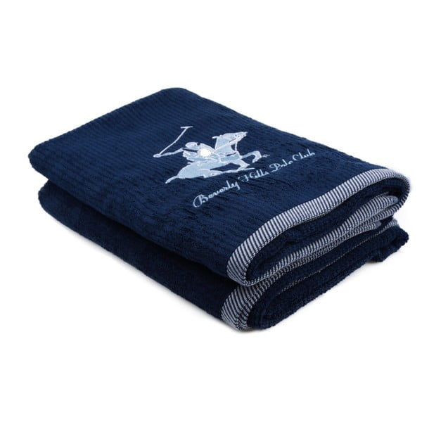 Zestaw 2 ciemnoniebieskich ręczników Beverly Hills Polo Club Opal, 70x140 cm