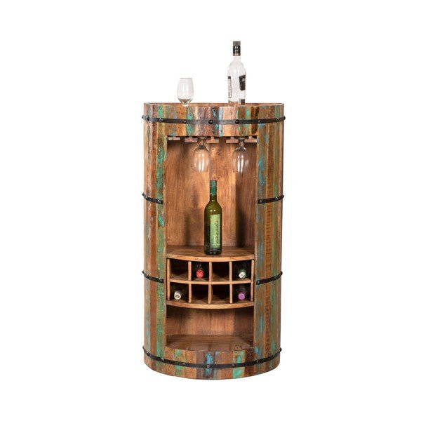 Szafka na wino z drewna z recyklingu liczba butelek 8, 60x115 cm Kaveri – Interia Home & Living-image-2