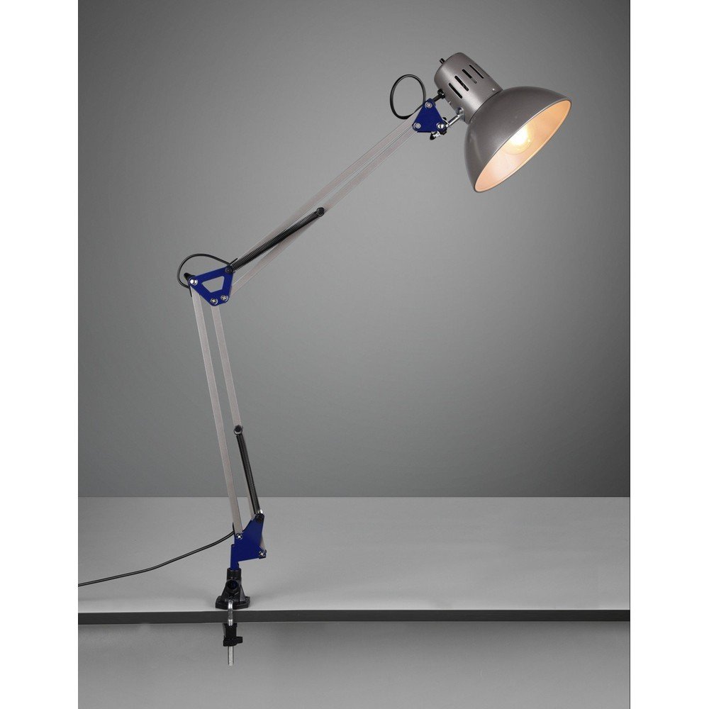 Lampa stołowa z elastyczną konstrukcją/z klipsem w kolorze srebra (wysokość 73,5 cm) Tajo – Trio (zdjęcie 2)