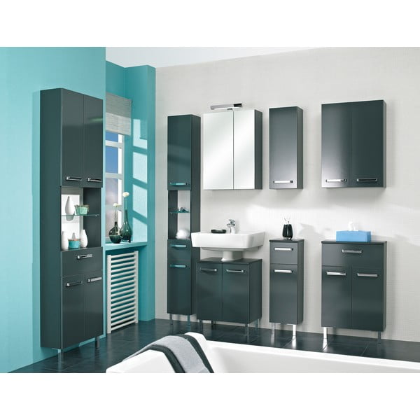 Ciemnoszara wisząca szafka łazienkowa z lustrem 50x70 cm Set 311 – Pelipal-image-2