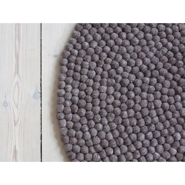 Orzechowobrązowy wełniany dywan kulkowy Wooldot Ball Rugs, ⌀ 120 cm