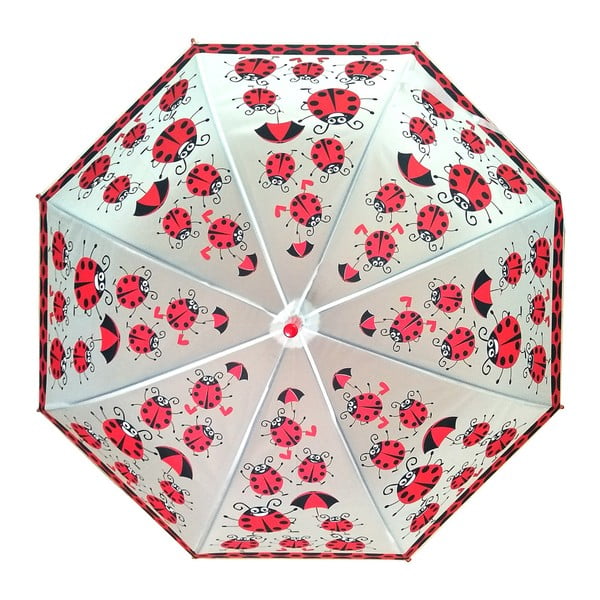 Dziecięcy przezroczysty parasol z czerwonymi detalami Birdcage Ladybird, ⌀ 82 cm
