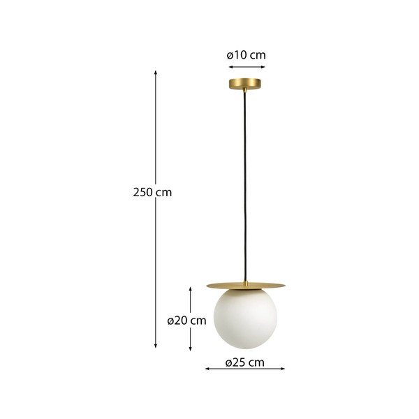 Biała/w kolorze złota metalowa lampa wisząca ze szklanym kloszem ø 25 cm Brisia – Kave Home-image-4