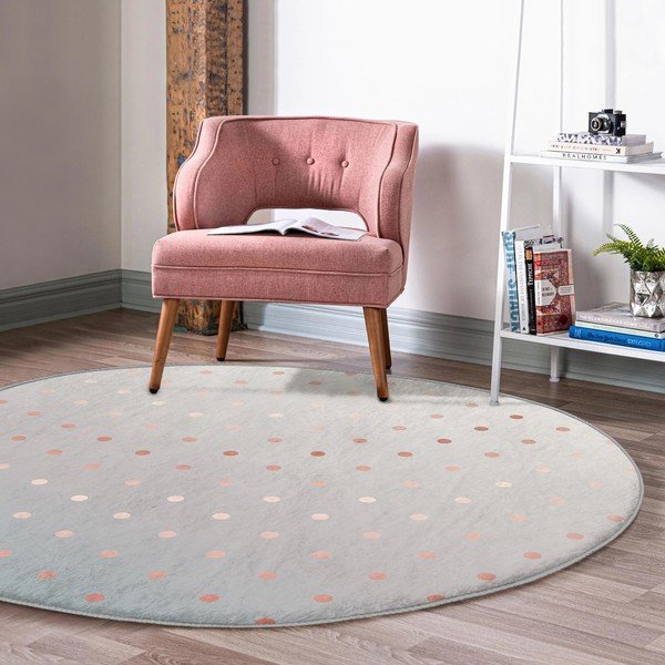 Szaro-miedziany okrągły dywan odpowiedni do prania i robotów sprzątających ø 80 cm Comfort – Mila Home-image-1