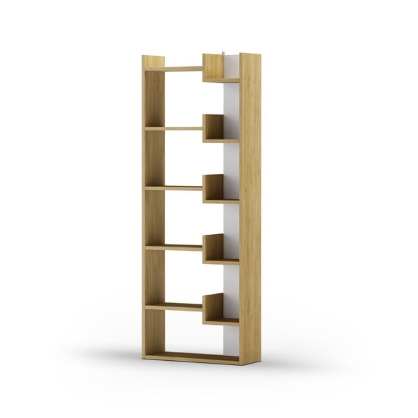 Biały regał w dekorze dębu 60,5x162 cm Klapo – Marckeric-image-4