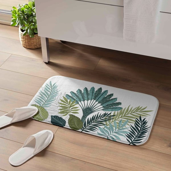 Biało-zielony dywanik łazienkowy 45x75 cm Panazio – douceur d'intérieur-image-1