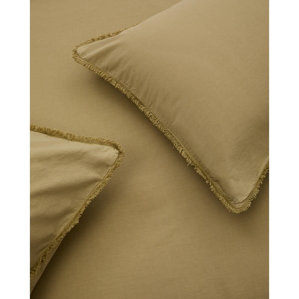 Żółtozielona pościel dwuosobowa z perkalu bawełnianego 260x240 cm Sifinia – Kave Home-image-2