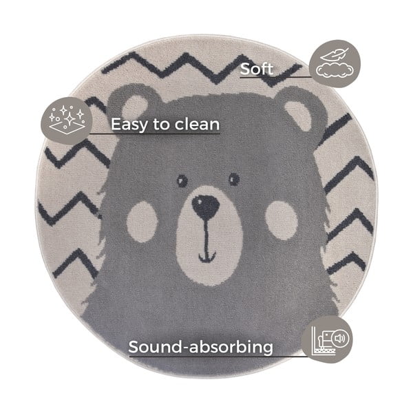 Szary dywan dziecięcy ø 140 cm Bear – Hanse Home-image-4