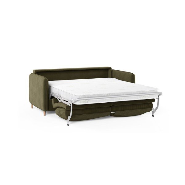 Zielona aksamitna sofa do spania 184 cm – Micadoni -image-1