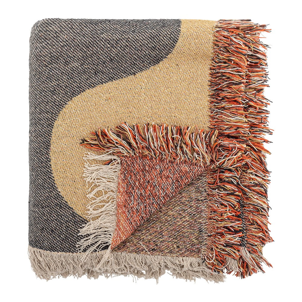 Brązowy koc z bawełny z recyklingu 130x160 cm Arni – Bloomingville