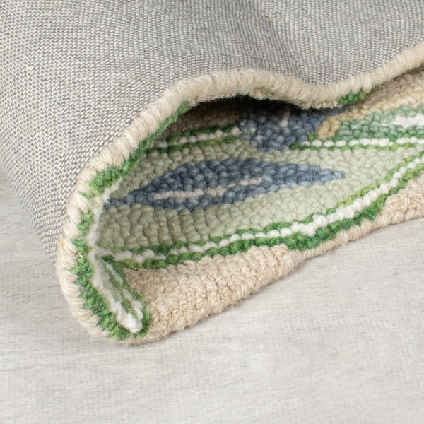 Zielony wełniany chodnik tkany ręcznie 60x230 cm Bryony Shaped Floral – Flair Rugs-image-3