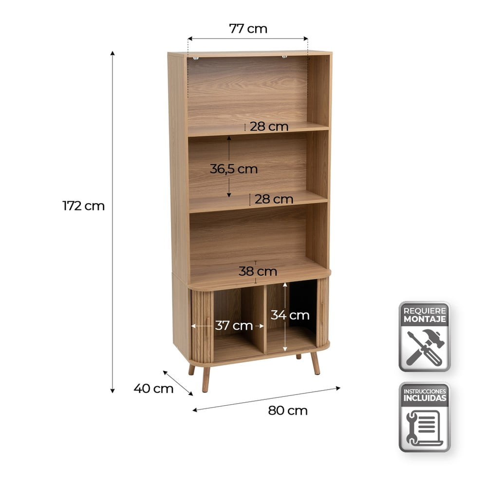 Regał w dekorze dębu w naturalnym kolorze 80x172x40 cm Elia – Casa Selección (zdjęcie 10)