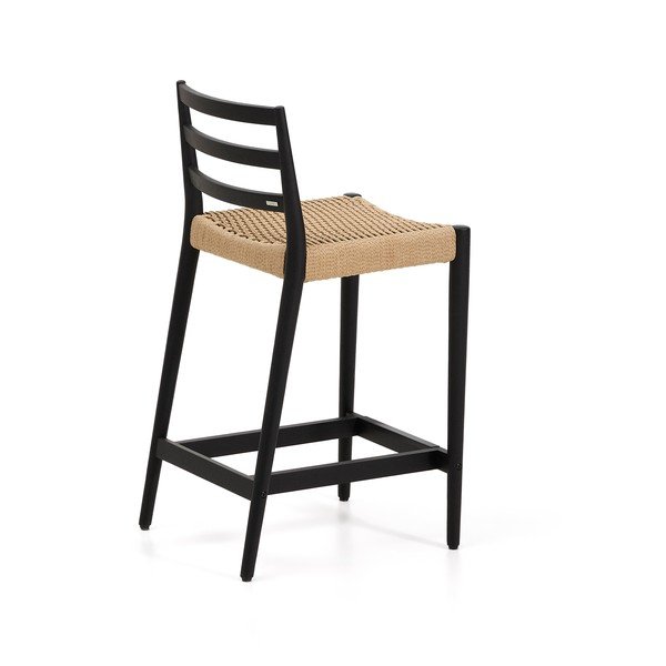 Czarno-naturalny hoker z litego drewna dębowego (wysokość siedziska 65 cm) Analy – Kave Home-image-3