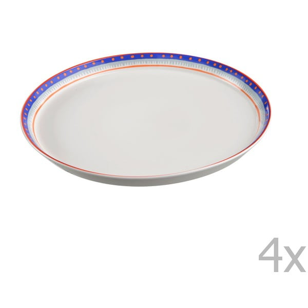 Komplet 4 talerzy porcelanowych na pizzę Oilily 31 cm, niebieski