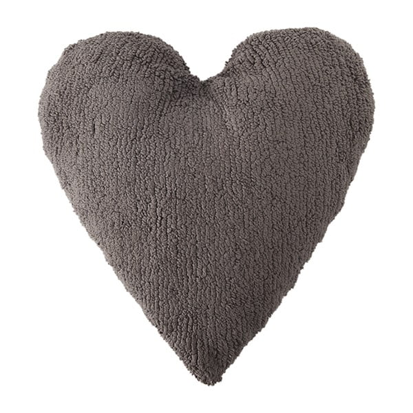 Ciemnoszara poduszka bawełniana wykonana ręcznie Lorena Canals Heart, 47x50 cm