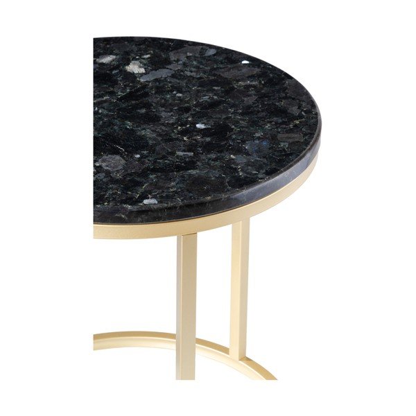 Czarny granitowy stolik z konstrukcją w kolorze złota RGE Crystal, ⌀ 50 cm-image-2