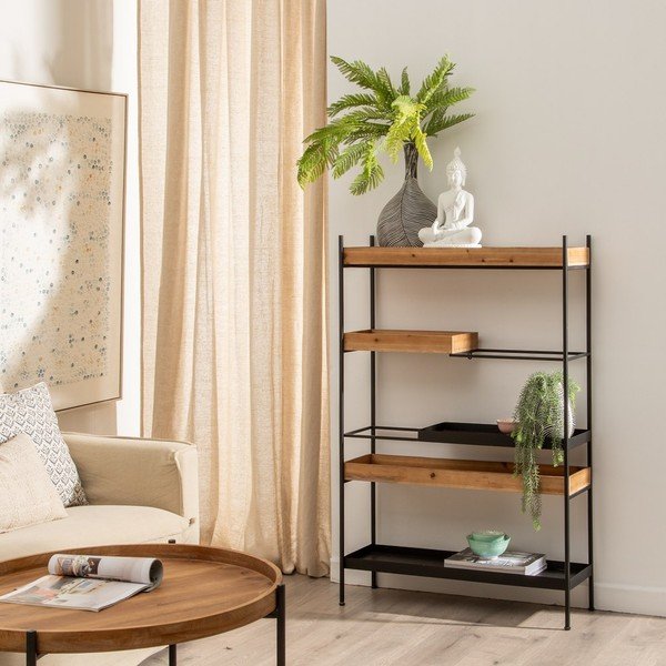 Czarny metalowy regał 85x130 cm – Ixia-image-1