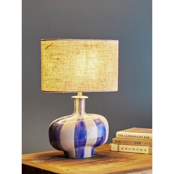 Lampa stołowa ceramiczna z tekstylnym kloszem (wysokość 46 cm) Alida – Bloomingville-image-1
