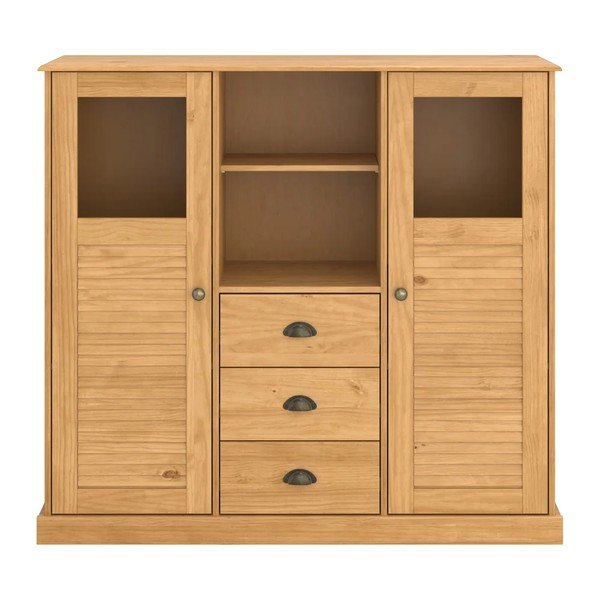 Szafka z litego drewna sosnowego w jasnym naturalnym kolorze 127x116x38 cm Edith – Støraa