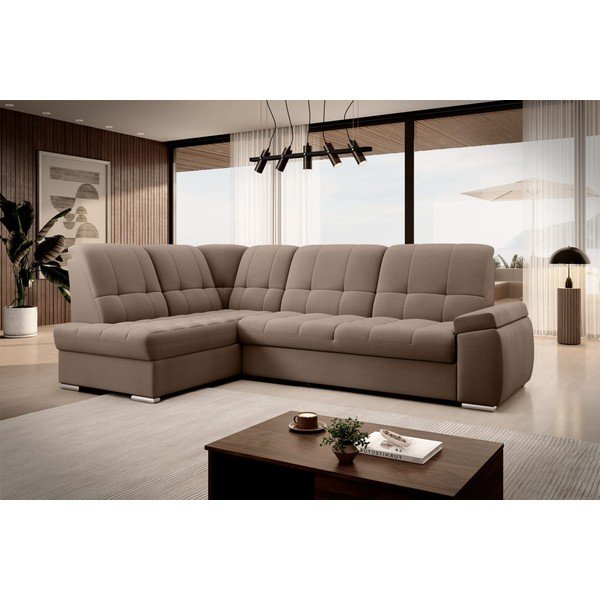 Brązowy aksamitny rozkładany/ze schowkiem narożnik (lewostronny/w kształcie litery L) Sado – ELTAP-image-4