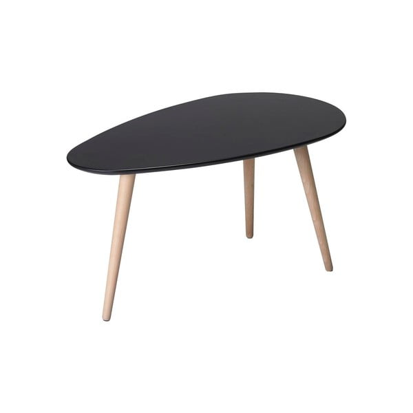 Czarny stolik z nogami z drewna bukowego Furnhouse Fly, 75x43 cm