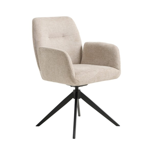 Kremowy tapicerowany fotel jadalniany z podłokietnikami Roxana – Unique Furniture