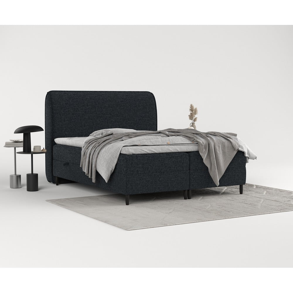 Czarne łóżko boxspring ze schowkiem 140x200 cm Melba – Maison de Rêve (zdjęcie 9)