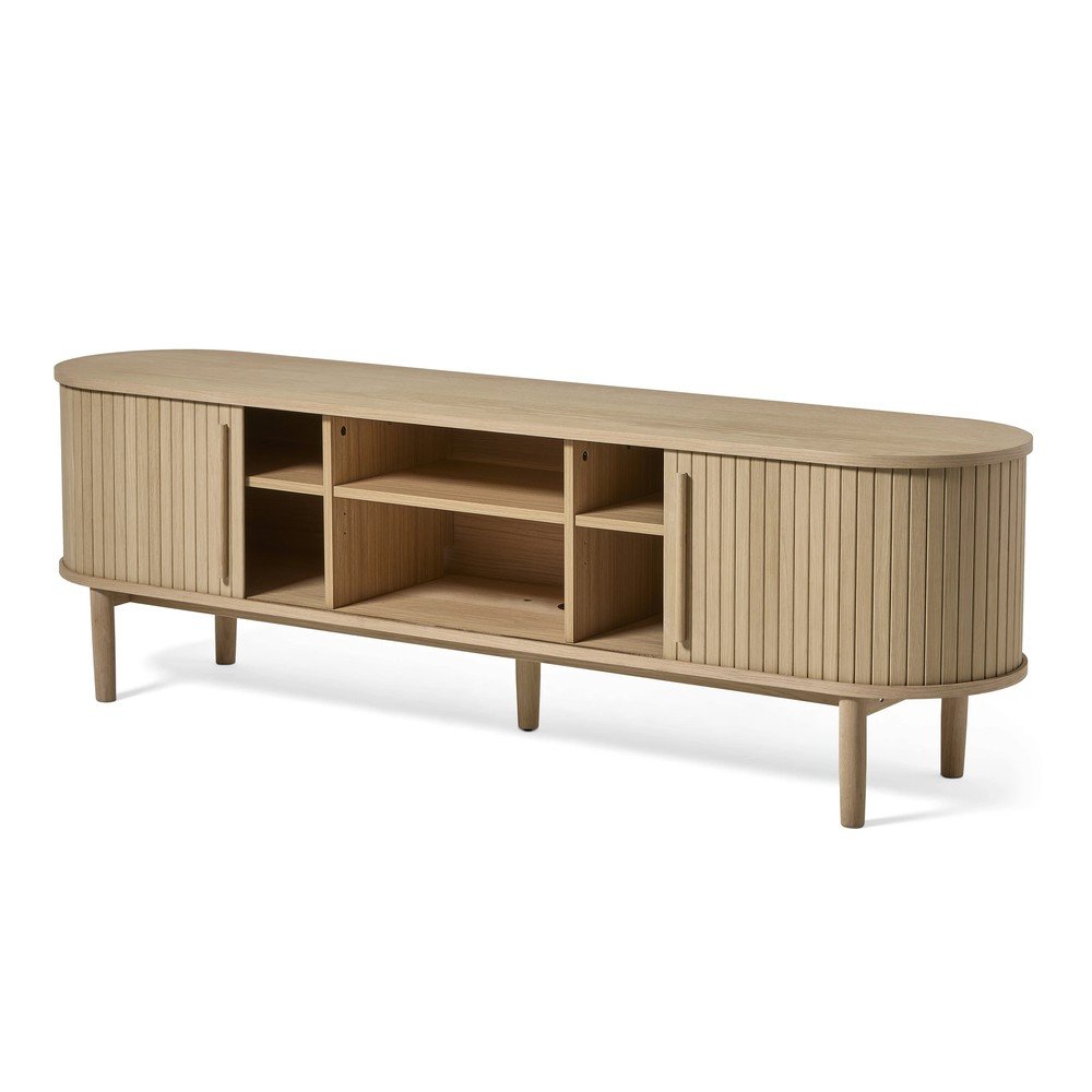 Szafka pod TV w dekorze dębu w naturalnym kolorze 180x56x40 cm Meta – Unique Furniture (zdjęcie 3)
