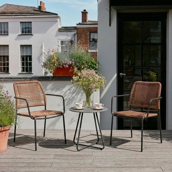 Ciemnoszaro-naturalbe metalowe krzesło ogrodowe Jable – Bizzotto-image-1