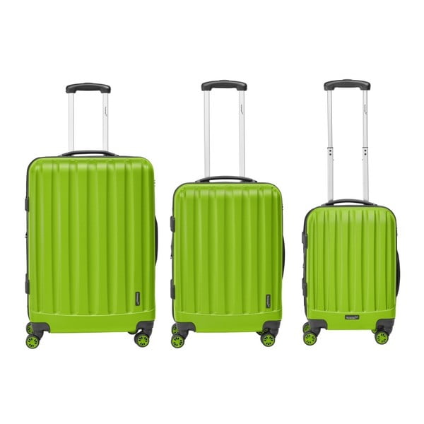 Zestaw 3 jasnozielonych walizek na kółkach Packenger Koffer