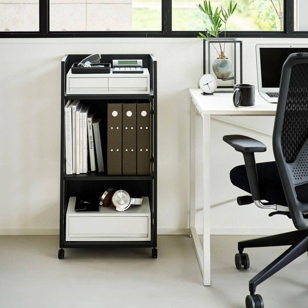 Czarny metalowy regał na kółkach 42x84,5x32 cm Tower – YAMAZAKI-image-1