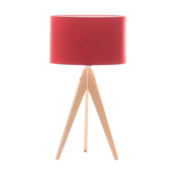 Czerwona lampa stołowa 4room Artist, brzoza, Ø 33 cm