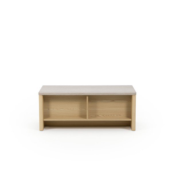 Biały/w jasnym naturalnym kolorze stolik w dekorze dębu 40x100 cm Dore – Marckeric-image-4