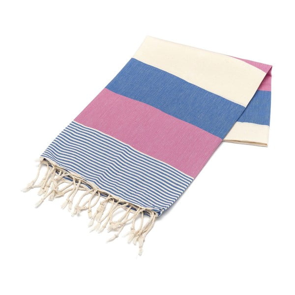 Różowo-Niebieski ręcznik Hammam Amerikan, 100x180 cm