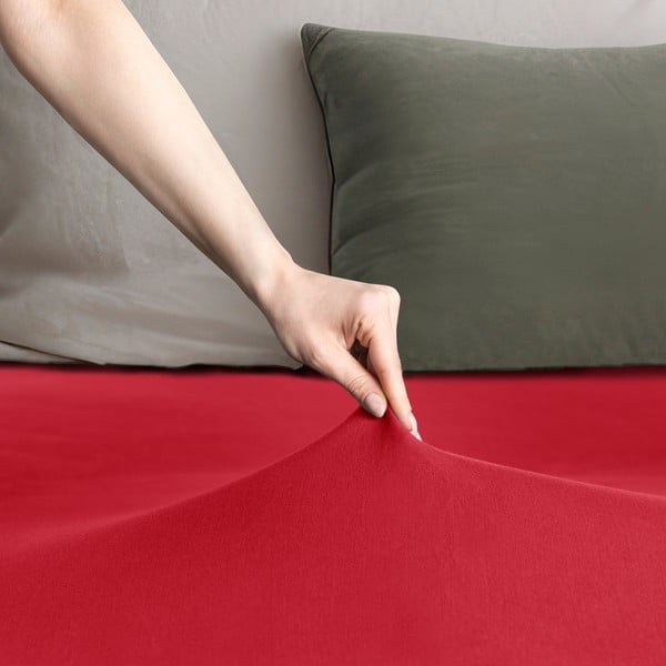 Czerwone dżersejowe prześcieradło z gumką 180x200 cm Amber – Restilo-image-1