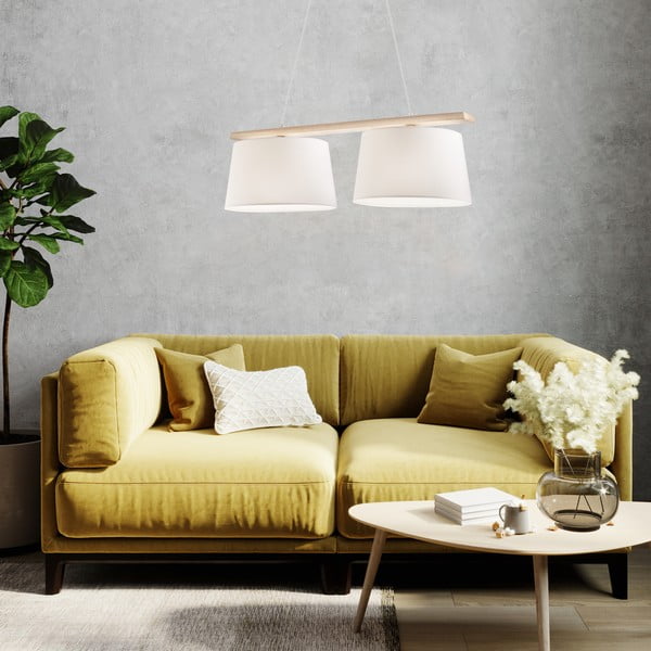 Jasnobrązowa lampa wisząca z tekstylnym kloszem ø 35 cm Aida – LAMKUR-image-1