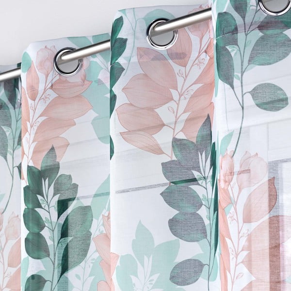 Biało-zielona firanka z woalu 140x280 cm Belline – douceur d'intérieur-image-1