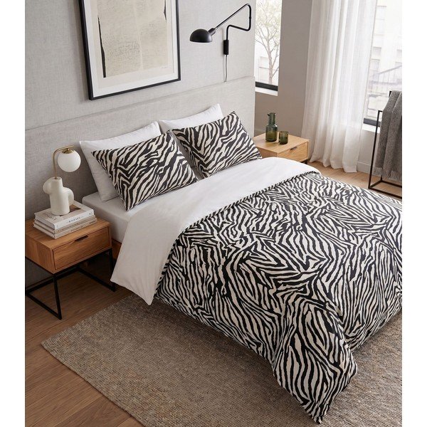 Czarna pościel jednoosobowa 200x140 cm Zebra – Mijolnir-image-2