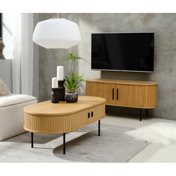 Szafka pod TV w dekorze dębu 120x56 cm Nola – Unique Furniture-image-1