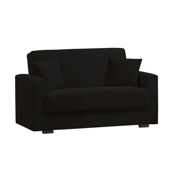 Czarna dwuosobowa sofa rozkładana ze schowkiem Esidra Relax