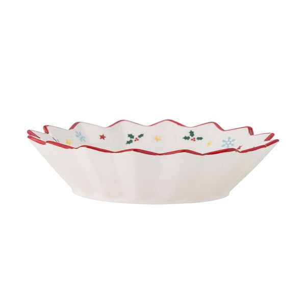 Czerwono-kremowy ceramiczny talerz do serwowania ze świątecznym motywem ø 20 cm Naive – Bloomingville-image-4