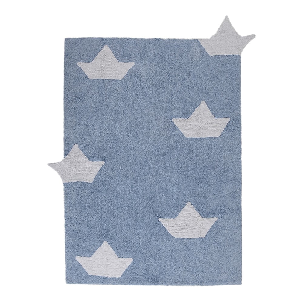 Niebieski dywan bawełniany wykonany ręcznie Lorena Canals Boats, 120x160 cm