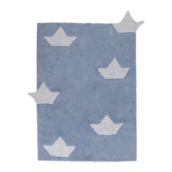 Niebieski dywan bawełniany wykonany ręcznie Lorena Canals Boats, 120x160 cm