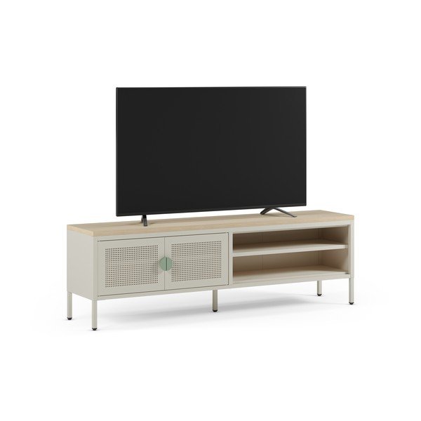 Kremowa/w naturalnym kolorze metalowa szafka pod TV 160x50x35 cm Sayla – Marckeric-image-2