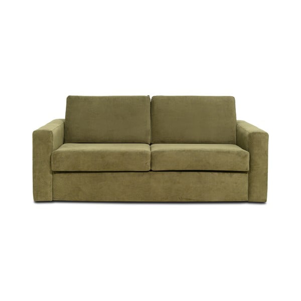 Sztruksowa sofa rozkładana w kolorze khaki Scandic Elbeko