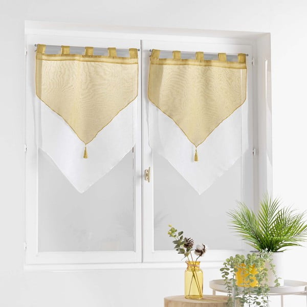 Biało-żółte firanki zestaw 2 szt. 60x90 cm Duetto – douceur d'intérieur-image-2