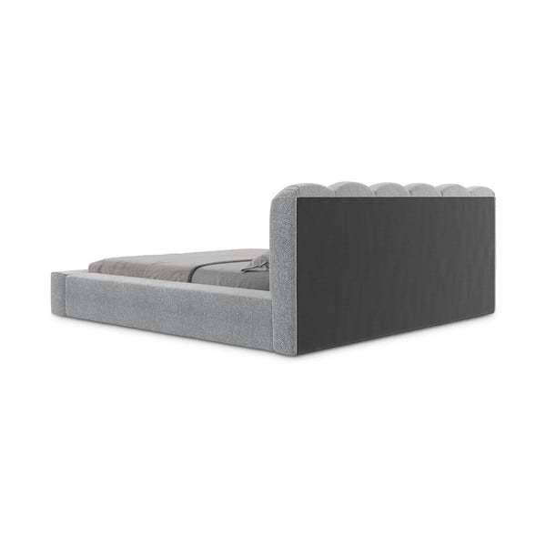 Szare tapicerowane łóżko dwuosobowe ze schowkiem i stelażem 180x200 cm Mano – Makamii-image-4