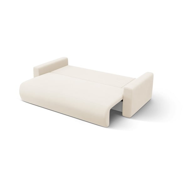 Beżowy aksamitny rozkładany narożnik ze schowkiem Belfast – Cosmopolitan Design-image-4